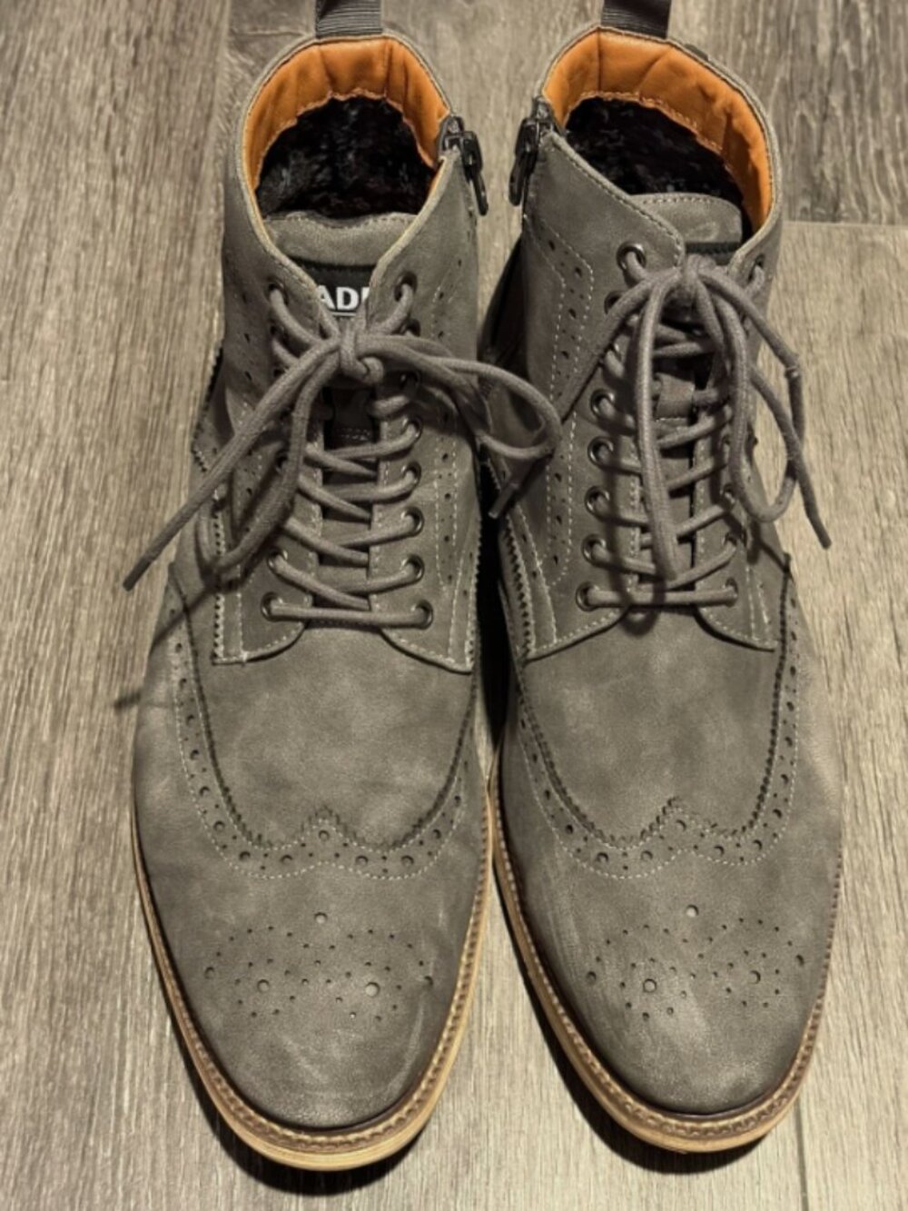 MADDEN by Steve Madden Men's Size 11 Gray Wingtip Brogue Zip up Combat Boots